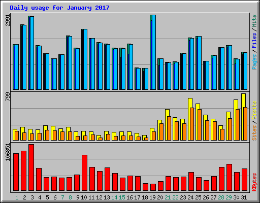Daily usage for January 2017