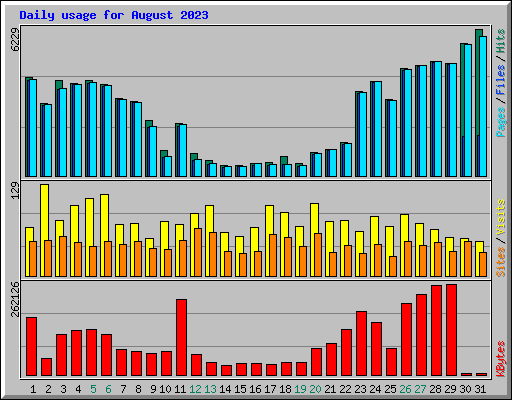 Daily usage for August 2023